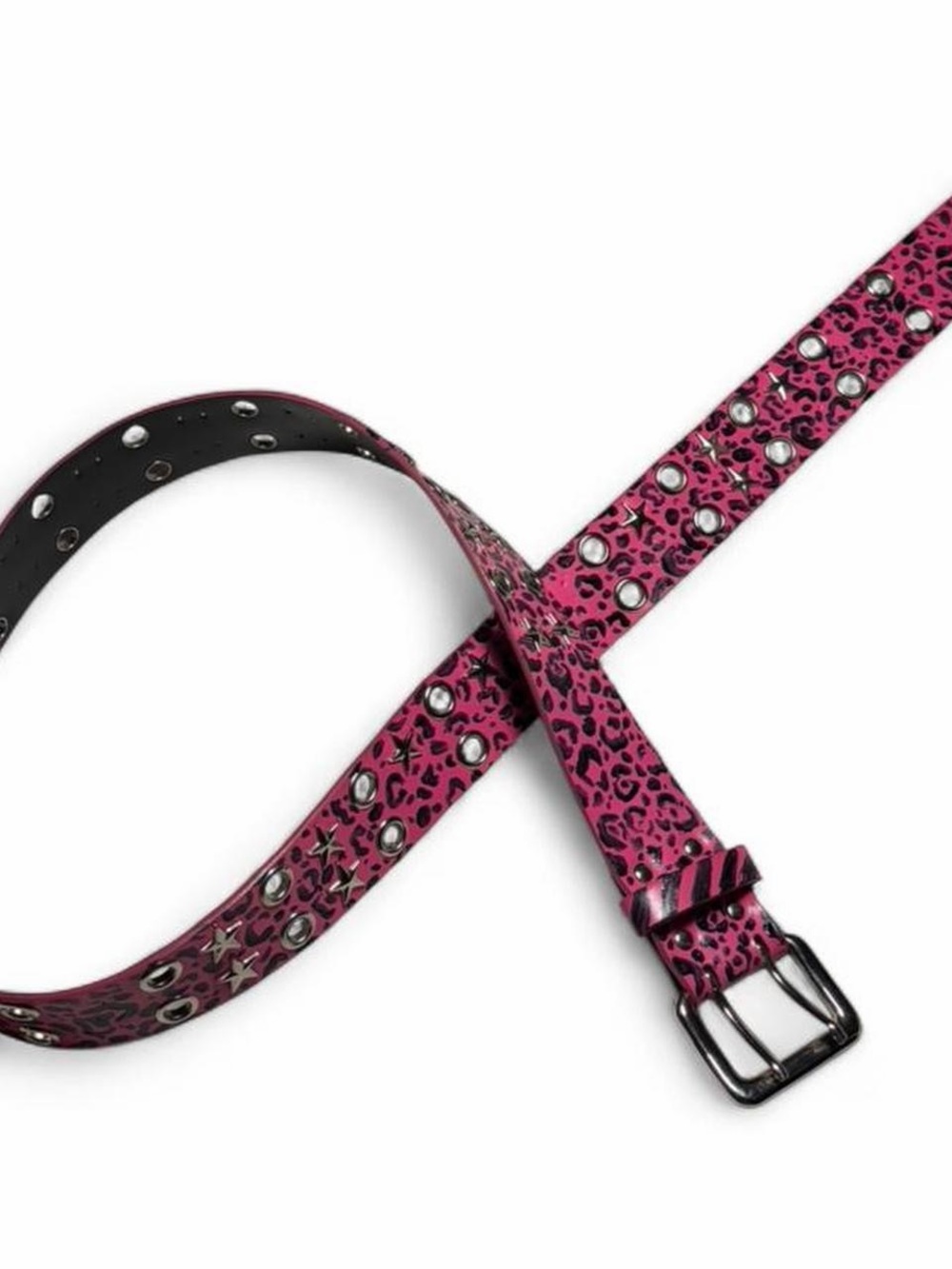 Y2K Pink Leopard Print Star Studded Belt